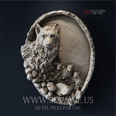 WOLVES 3d stl file for CNC